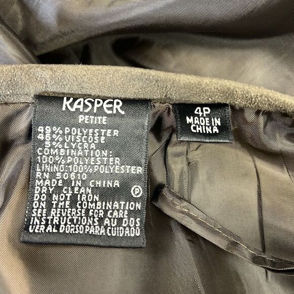 Kasper Women's Two Piece Business Suit Blazer & Skirt in Brown and Olive  4P - Picture 9 of 11